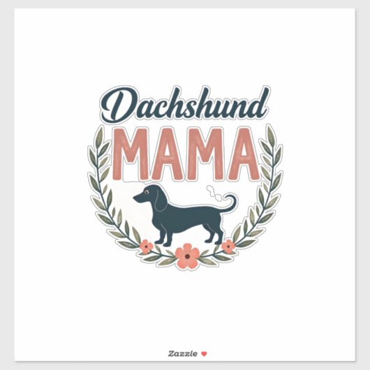 Vintage Dachshund Mama Floral Dog Lover Vector Des Aufkleber (Blatt)