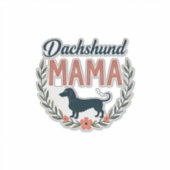 Vintage Dachshund Mama Floral Dog Lover Vector Des Aufkleber (Vorderseite)