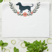 Vintage Dachshund Mama Floral Dog Lover Vector Des Geschirrtuch (Gefaltet)