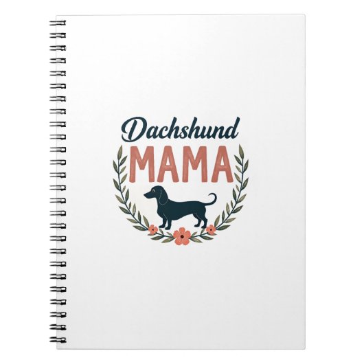 Vintage Dachshund Mama Floral Dog Lover Vector Des Notizblock (Vorderseite)