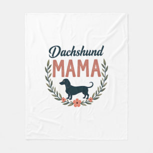 Vintage Dachshund Mama Floral Hundeliebhaber Vekto Fleecedecke