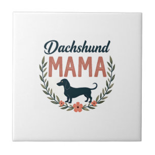 Vintage Dachshund Mama Floral Hundeliebhaber Vekto Fliese