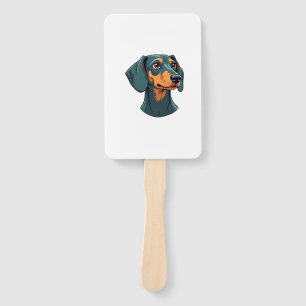 Vintage-Dachshund-Porträtkunst Retro-Hund-Illustra Fächer