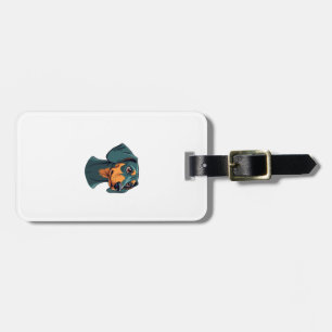Vintage-Dachshund-Porträtkunst Retro-Hund-Illustra Gepäckanhänger