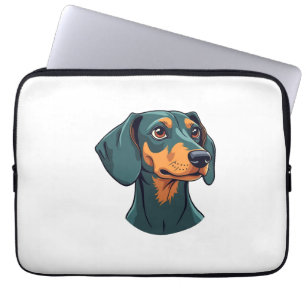 Vintage-Dachshund-Porträtkunst Retro-Hund-Illustra Laptopschutzhülle