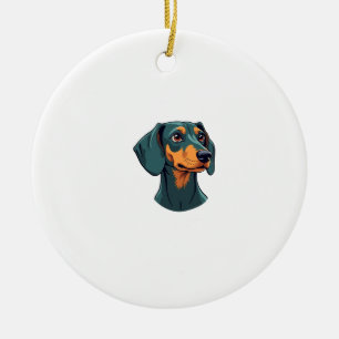 Vintage-Dachshund-Porträtkunst Retro-Hunde-Illustr Keramik Ornament