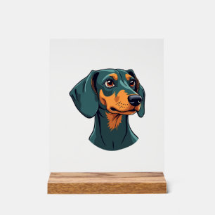 Vintage-Dachshund-Porträtkunst Retro-Hundeillustra Acrylschild