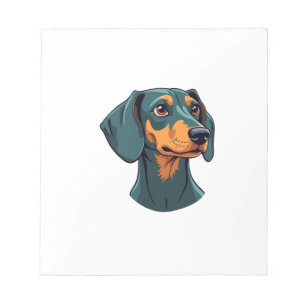 Vintage-Dachshund-Porträtkunst Retro-Hundeillustra Notizblock