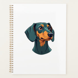 Vintage-Dachshund-Porträtkunst Retro-Hundeillustra Planer