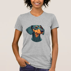 Vintage-Dachshund-Porträtkunst Retro-Hundeillustra T-Shirt
