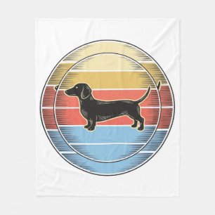 Vintage-Dachshund-Retro-Sonnenuntergang-Hund-Shirt Fleecedecke