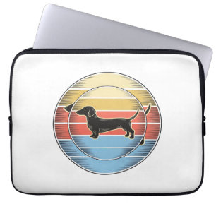 Vintage-Dachshund-Retro-Sonnenuntergang-Hund-Shirt Laptopschutzhülle