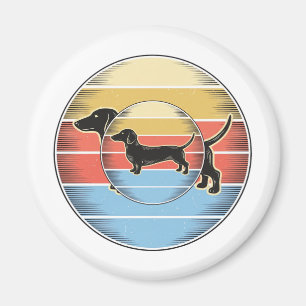 Vintage Dachshund Retro Sonnenuntergang Hund Shirt Magnet