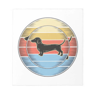Vintage-Dachshund-Retro-Sonnenuntergang-Hund-Shirt Notizblock
