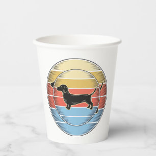 Vintage Dachshund Retro Sonnenuntergang Hund Shirt Pappbecher