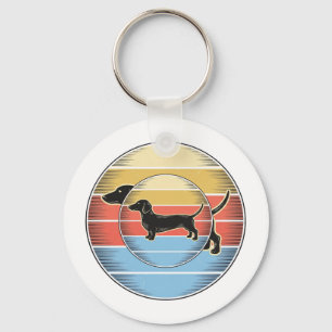 Vintage Dachshund Retro Sonnenuntergang Hund-Shirt Schlüsselanhänger