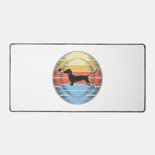 Vintage-Dachshund-Retro-Sonnenuntergang-Hund-Shirt Schreibtischunterlage