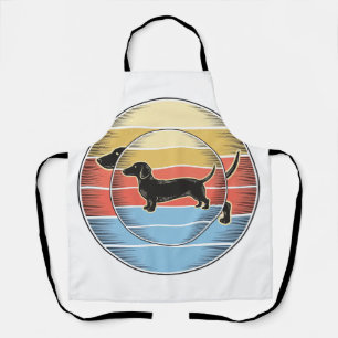 Vintage-Dachshund Retro-Sonnenuntergang-Hund-Shirt Schürze