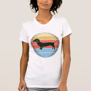Vintage-Dachshund-Retro-Sonnenuntergang-Hund-Shirt T-Shirt