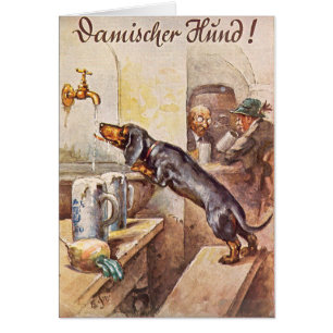 Vintage - Dachshund trinkt deutsches Bier,