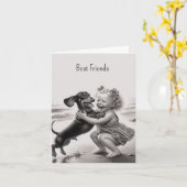 Vintage Dackel Bester Freund Karte (Gelbe Blume)