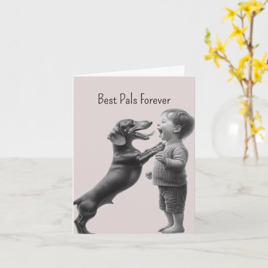 Vintage Dackel Bester Freund Karte (Gelbe Blume)