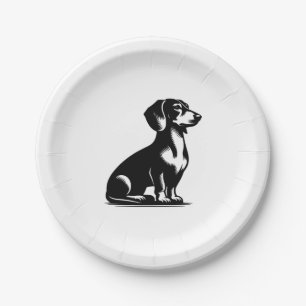 Vintage Dackel für klassische Jagdhunde Zeichnend  Pappteller