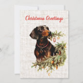 Vintage Dackel Hund Rustikale Weihnachtsgrüße Feiertagskarte (Vorderseite)
