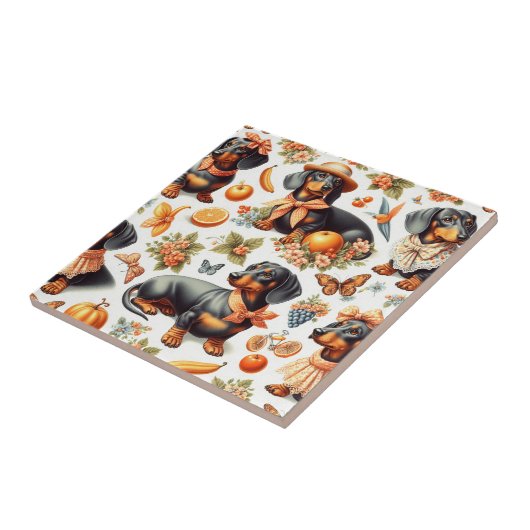 Vintage Dackel nahtlos Fliese (Seite)