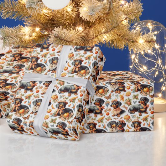 Vintage Dackel nahtlos Geschenkpapier (Feiertage)