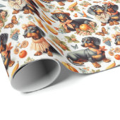 Vintage Dackel nahtlos Geschenkpapier (Rolleneckpunkt)