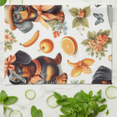 Vintage Dackel nahtlos Geschirrtuch (Gefaltet)