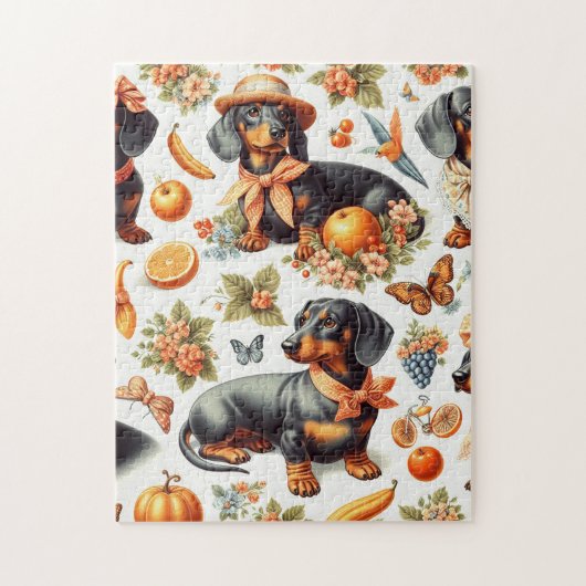 Vintage Dackel nahtlos Puzzle (Vertikal)