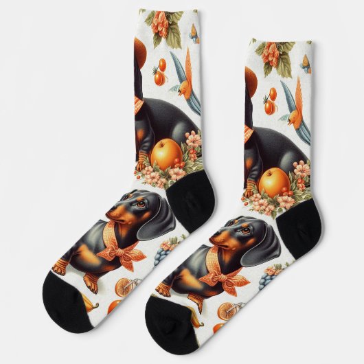 Vintage Dackel nahtlos Socken (Linkes Detail)