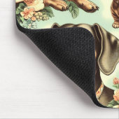 Vintage Dackel Nahtlose Malerei Mousepad (Ecke)