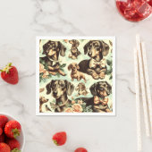 Vintage Dackel Nahtlose Malerei Serviette (Beispiel)