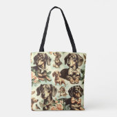 Vintage Dackel Nahtlose Malerei Tasche (Rückseite)