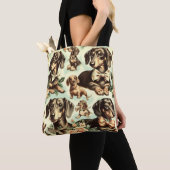 Vintage Dackel Nahtlose Malerei Tasche (Von Nahem)