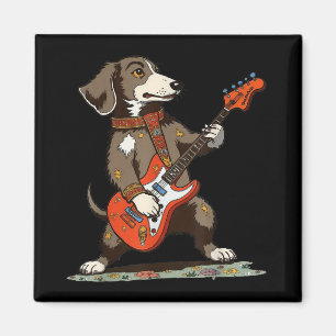 Vintage Dackel Würstchen Gitarre Funny Dog spielen Magnet