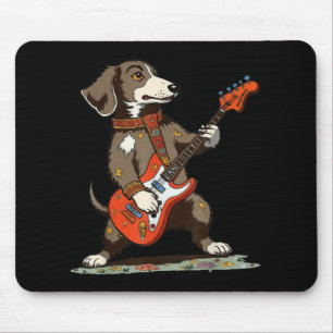 Vintage Dackel Würstchen Gitarre Funny Dog spielen Mousepad