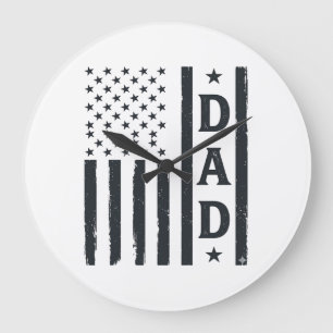 Vintage Dad Amerikanische Flagge Vektor Design_1 Große Wanduhr