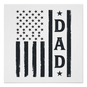 Vintage Dad Amerikanische Flagge Vektor Design_1 Poster