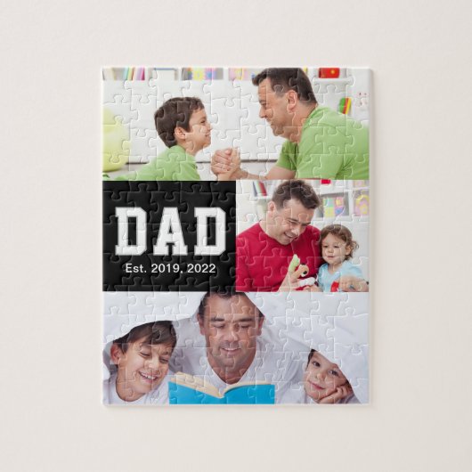 Vintage Dad Established Geschenk Text 3 Foto Puzzle (Vertikal)