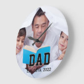 Vintage Dad Established Gift Photo Große Wanduhr (Winkel)