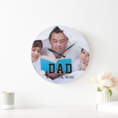 Vintage Dad Established Gift Photo Große Wanduhr (Zuhause)