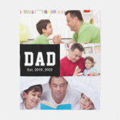 Vintage Dad Established Gift Text 3 Photo Fleecedecke (Vorderseite)