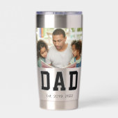 Vintage Dad Established Schwarzes Textfoto Thermobecher (Rückseite)