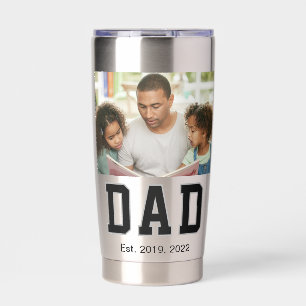 Vintage Dad Established Schwarzes Textfoto Thermobecher