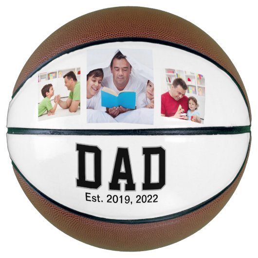 Vintage Dad Established Text 3 Foto-Geschenk Basketball (Vorderseite)