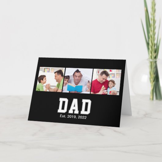 Vintage Dad Geschenktext 3 Foto Karte (Vorderseite)